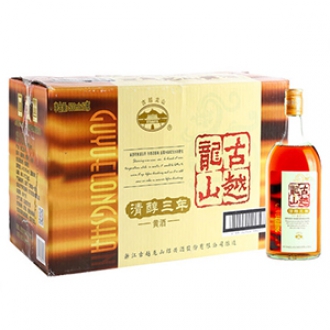 古越龙山 绍兴黄酒 花雕酒糯米酒 清醇三年 半甜型 500ml*12瓶 整箱装