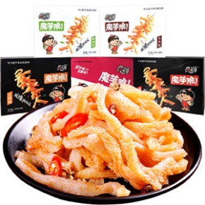 厂家直供一致魔芋爽魔芋脆素毛肚休闲零食麻辣食品30袋/盒